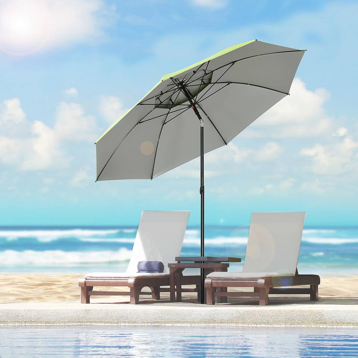 Outsunny Sonnenschirm grün Stahl B/H/L: ca. 185x205x185 cm