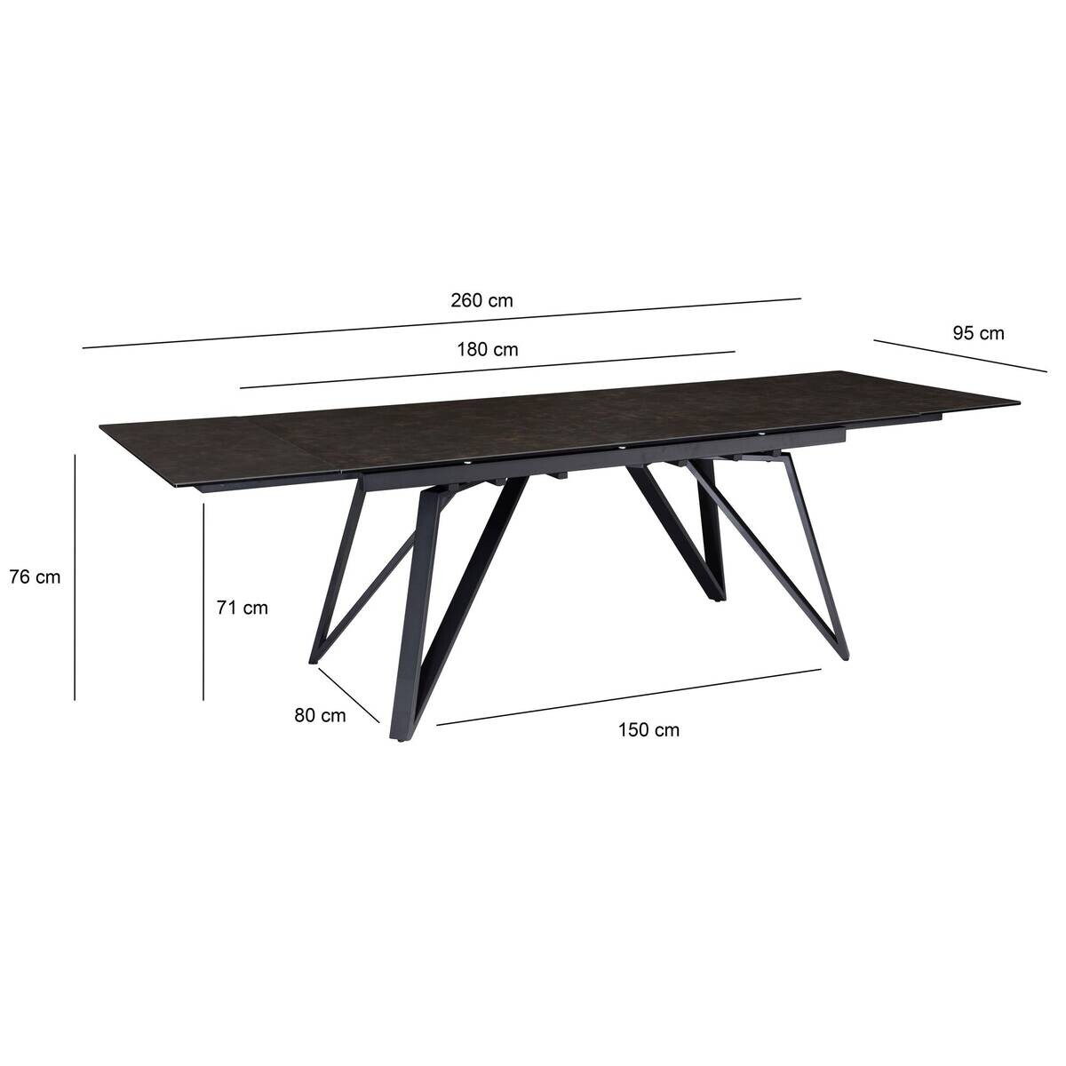 Esstisch schwarz Marmor Optik B/H/T: ca. 180x76x95 cm