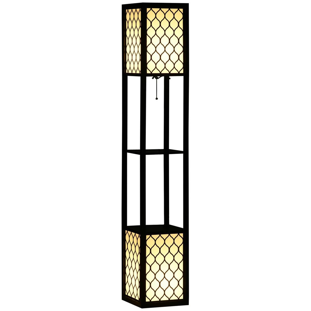 HOMCOM Stehlampe B31-321V90 schwarz Baumwolle MDF B/H/T: ca. 26x156x26 cm