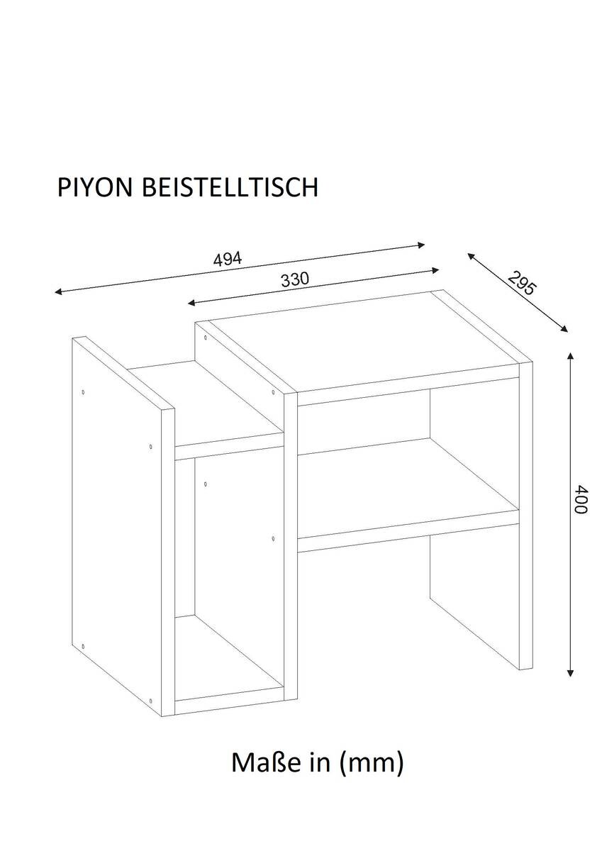 Beistelltisch Piyon weiß Spanplatte B/H/T: ca. 49,4x40x29,5 cm