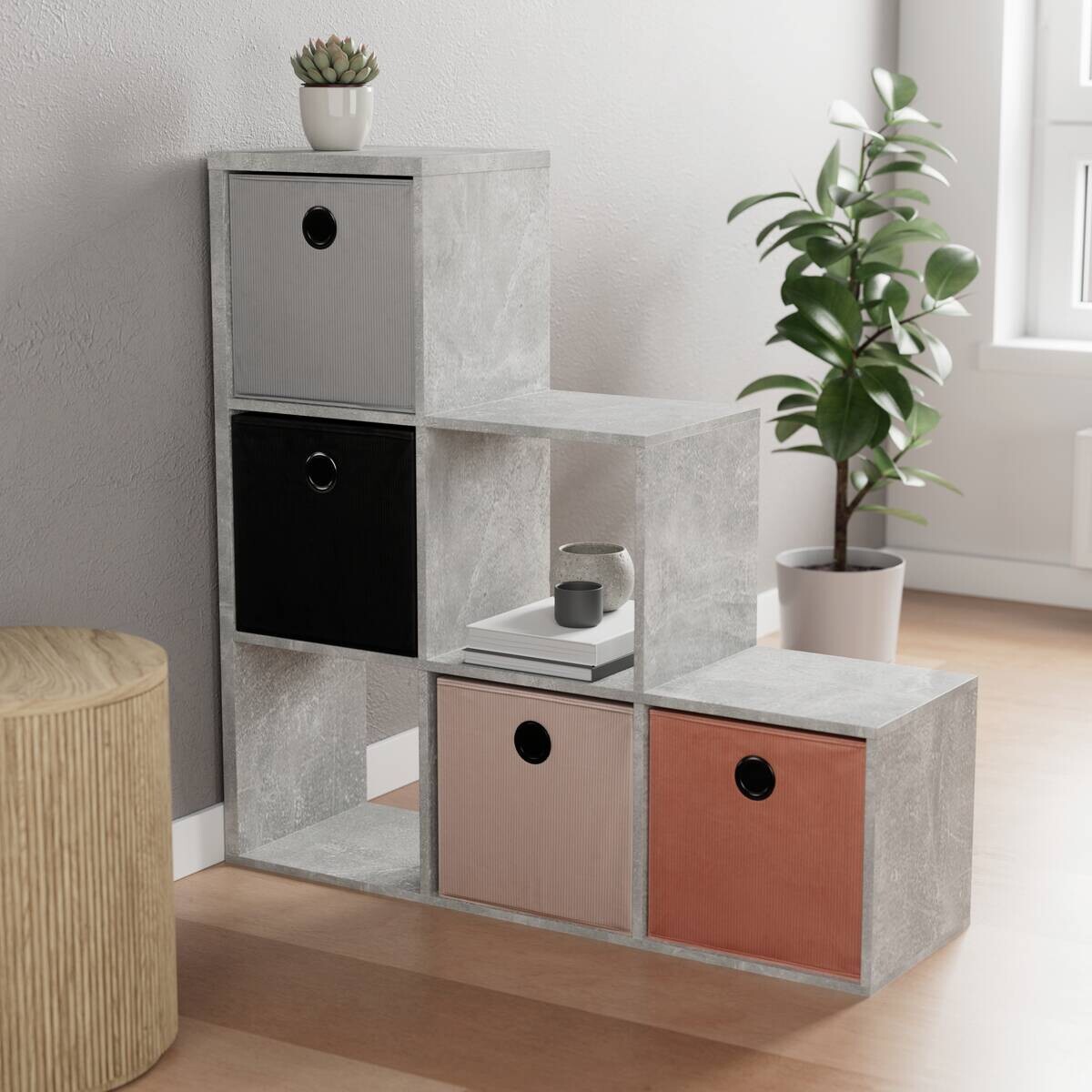 Stufenregal Max Step Beton Optik B/H/T: ca. 106x107x33 cm