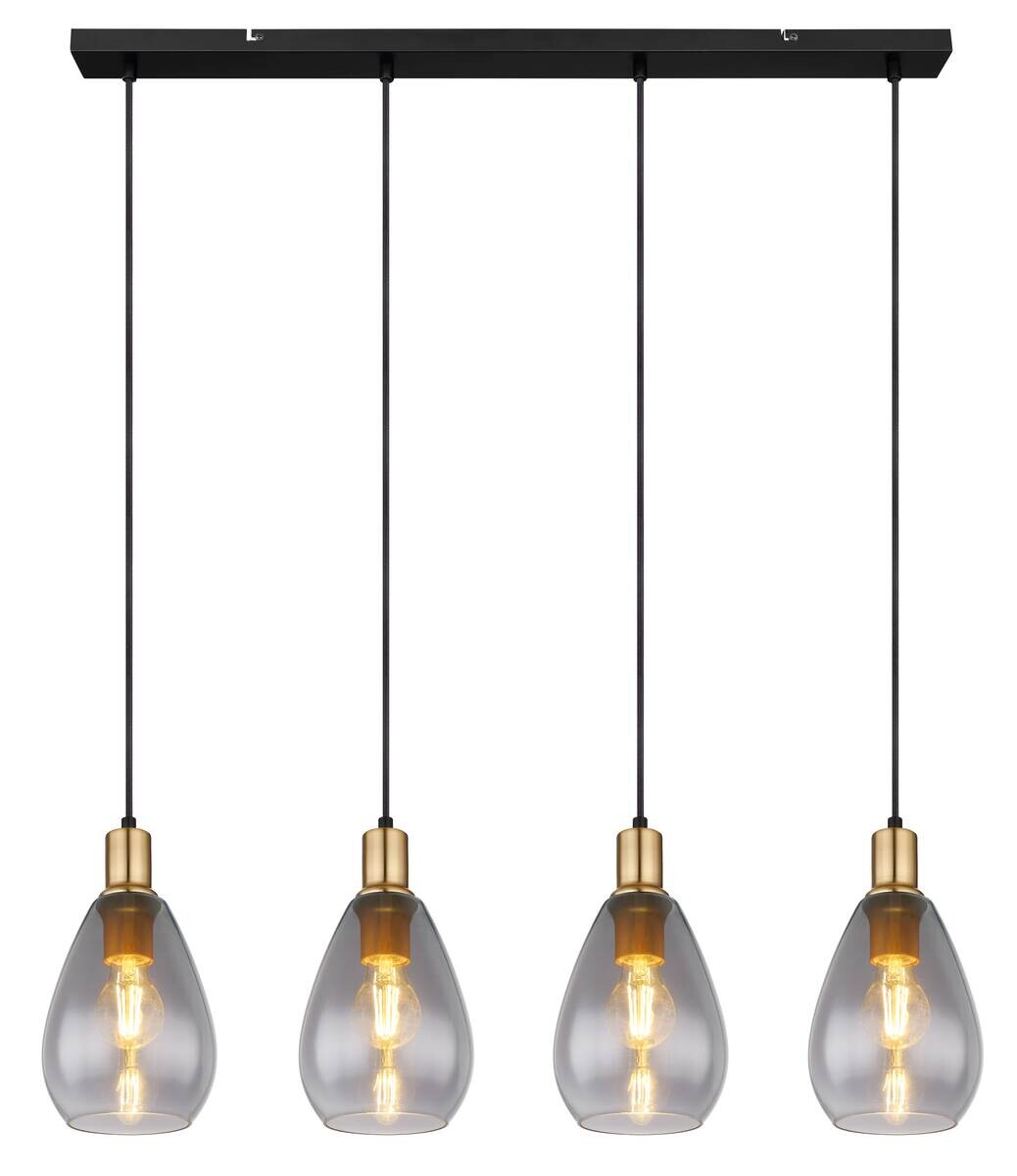 GLOBO Pendelleuchte Fanni Rauch Glas B/H/L: ca. 15x120x90 cm E27 4 Brennstellen