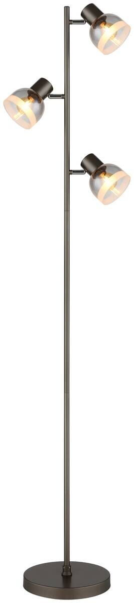 GLOBO Stehleuchte schwarz Rauch Metall Glas B/H/L: ca. 23x154x25 cm E14 3 Brennstellen
