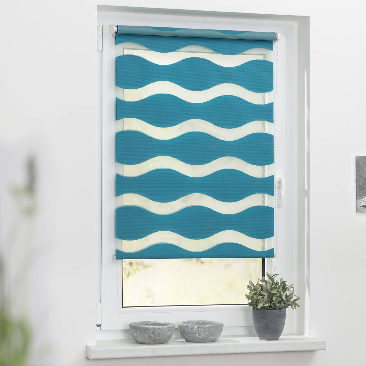 LICHTBLICK Doppelrollo Duo Welle petrol B/L: ca. 110x150 cm