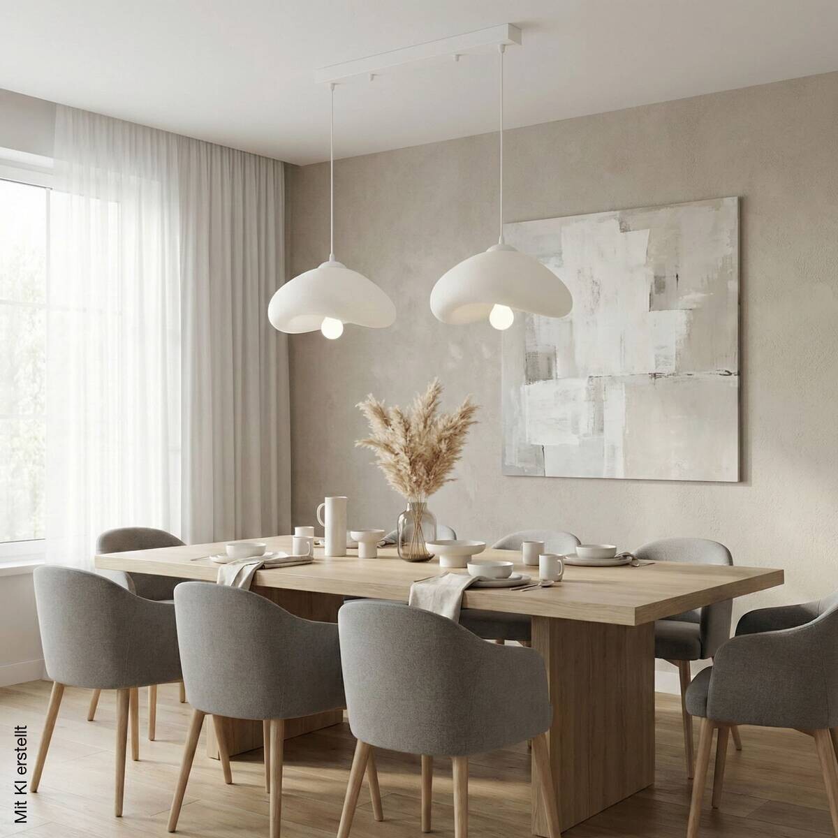 Opviq Pendelleuchte weiß B/H/T: ca. 68x104x21 cm E27 2 Brennstellen