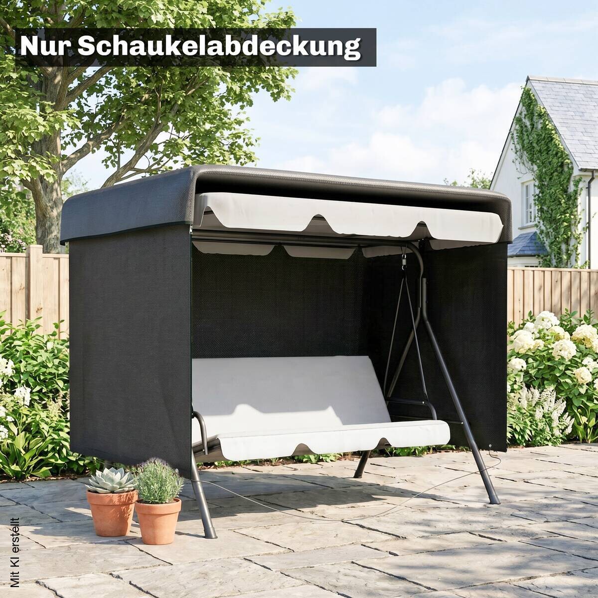 Outsunny Gartenmöbel-Abdeckung schwarz Kunststoff B/H/L: ca. 155x150x215 cm