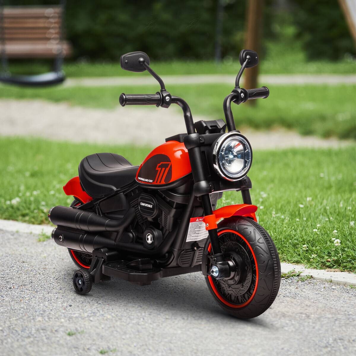 HOMCOM Kinder-Elektromotorrad schwarz B/H/L: ca. 42x57x76 cm