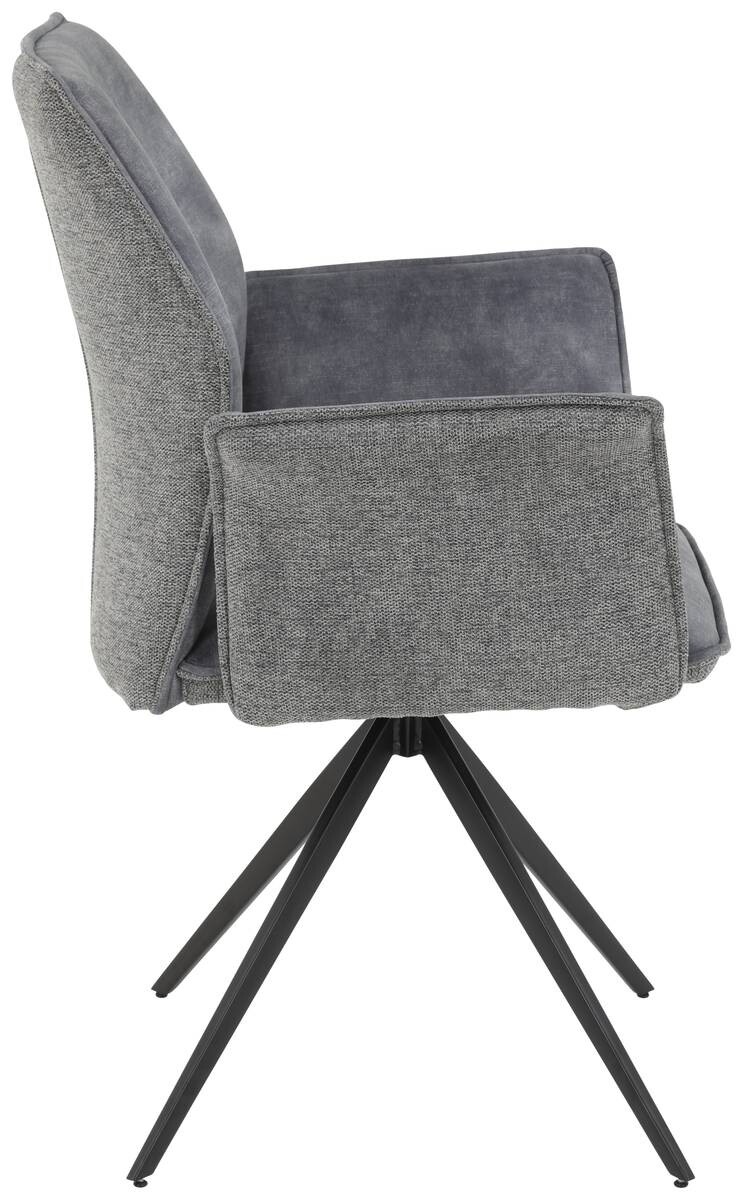 Armlehnstuhl 4er Set SUSANNE grau Vintage schwarz Webstoff Microfaser B/H/T: ca. 65x92x64 cm