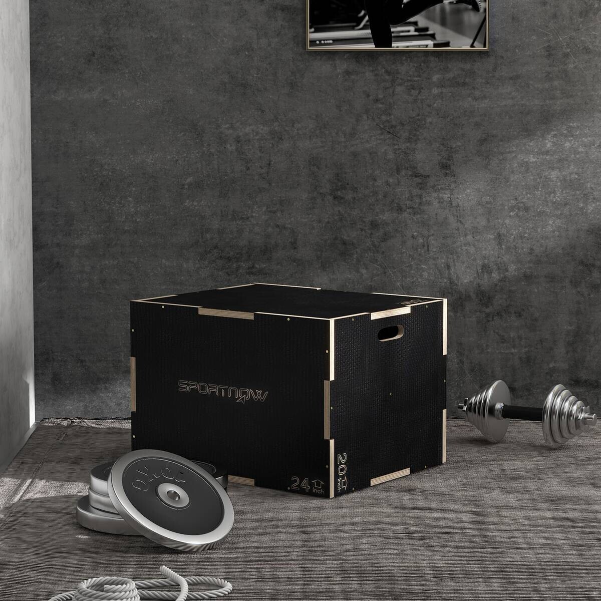 SPORTNOW Sprungbox schwarz Buche B/H/L: ca. 61x51x76 cm