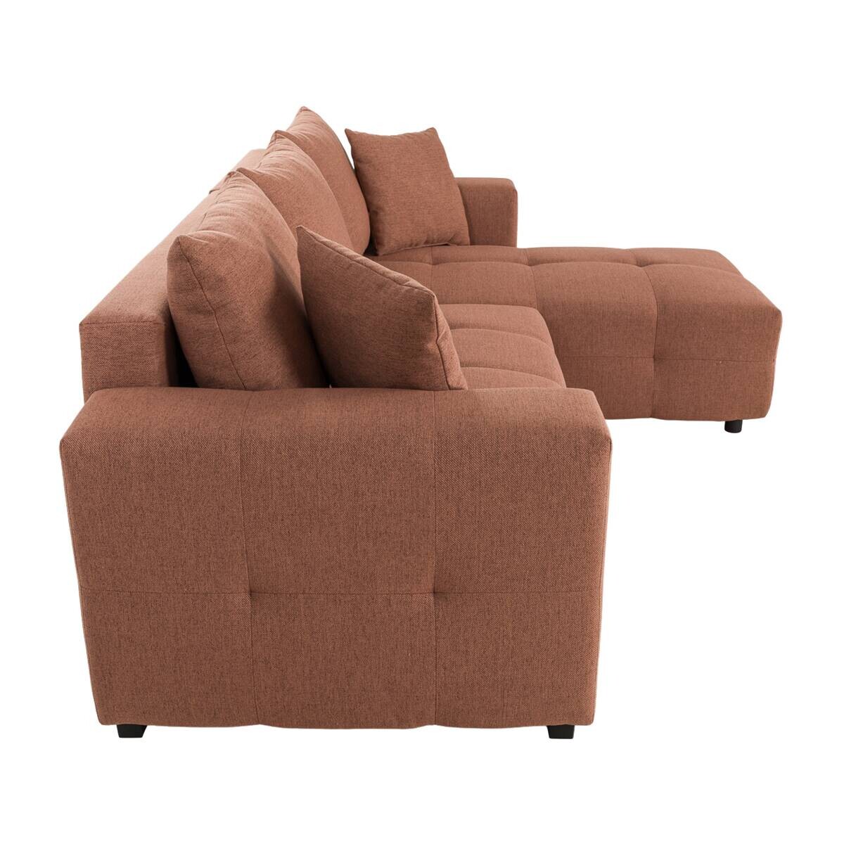Ecksofa mit Bettfunktion und Bettkasten terracotta Webstoff B/H/T: ca. 247x83x162 cm