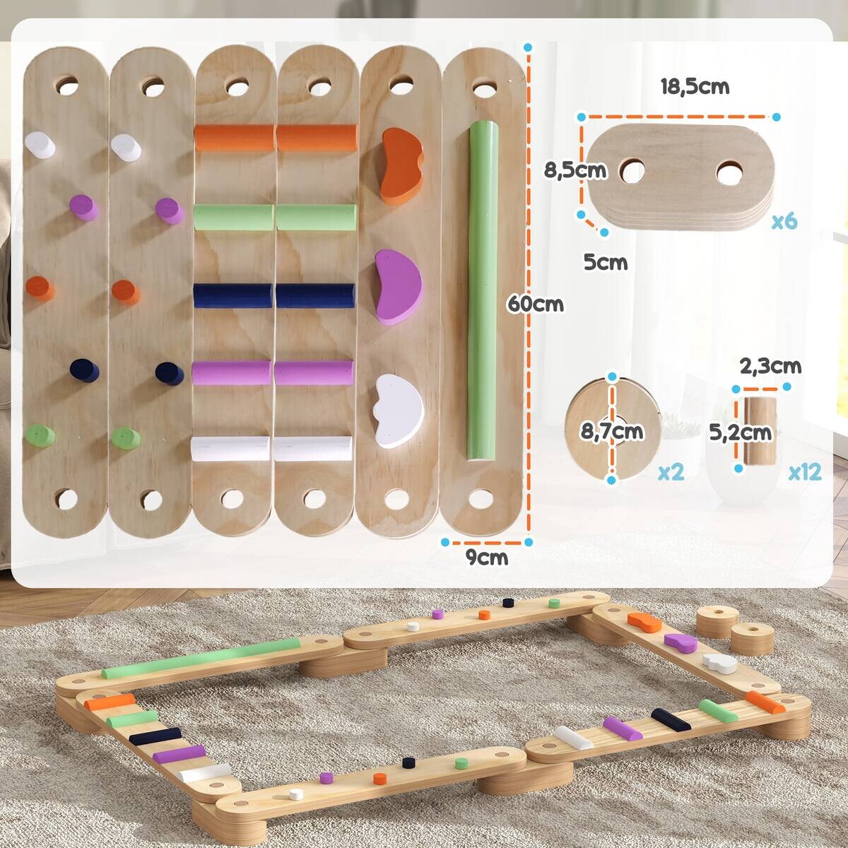 AIYAPLAY Kinder Balancierbalken B/H/L: ca. 115x8,5x130 cm