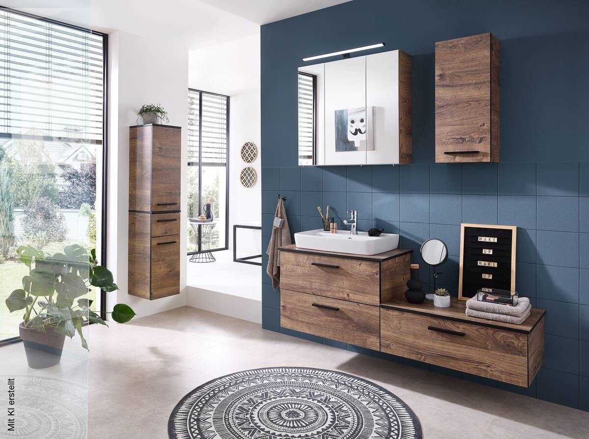 Badezimmer-Set Quickset 374 Eiche Ribeck Nachbildung B/H/T: ca. 142x200x44,5 cm