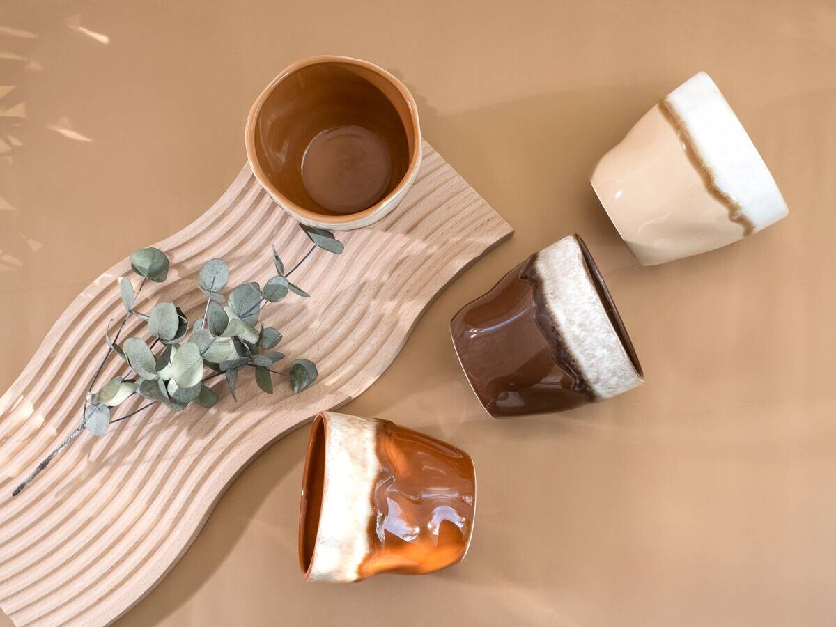 CreaTable Teetassenset Squeezy Mocha braun Steinzeug 4 tlg.