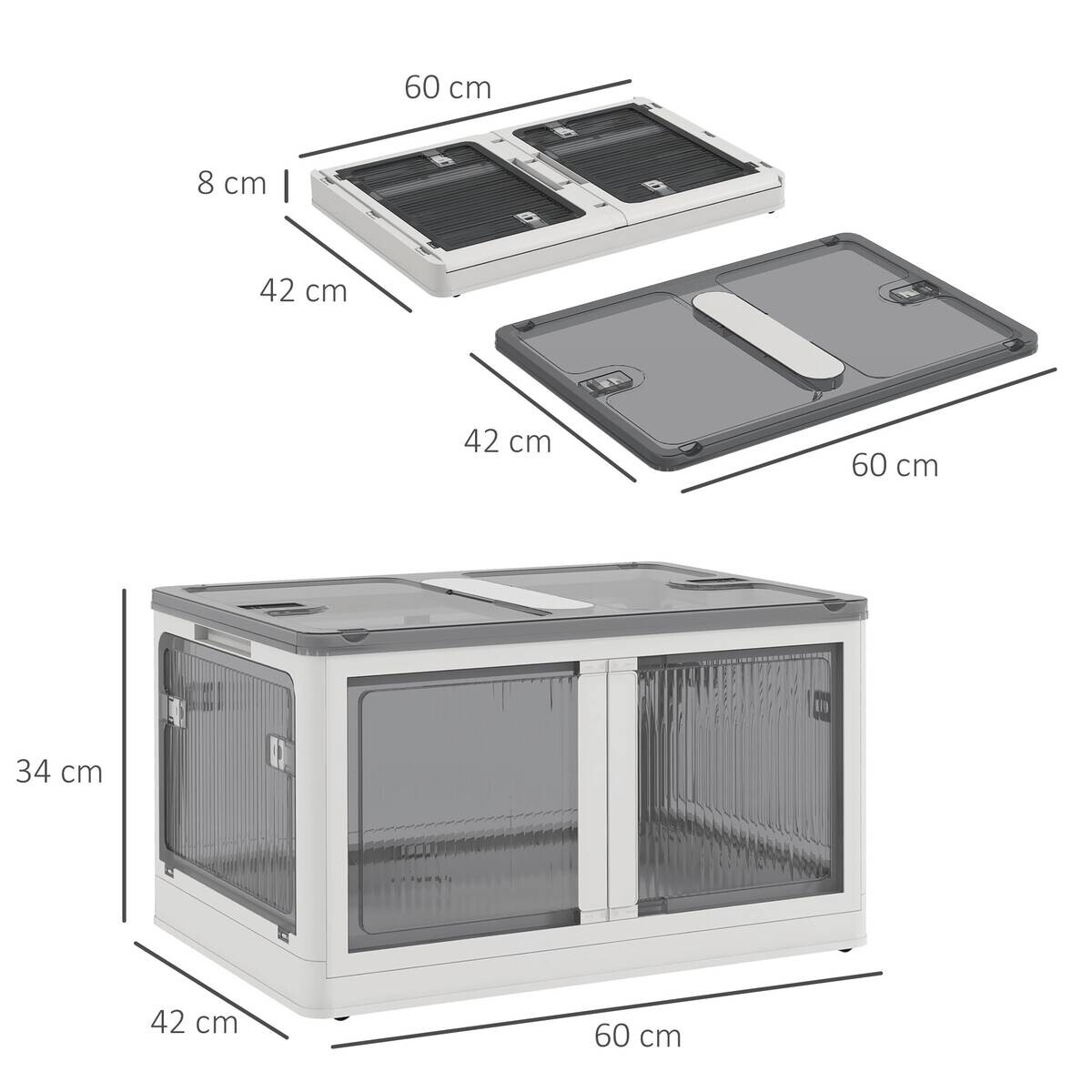 HOMCOM Aufbewahrungsbox weiß B/H/L: ca. 42x60x34 cm