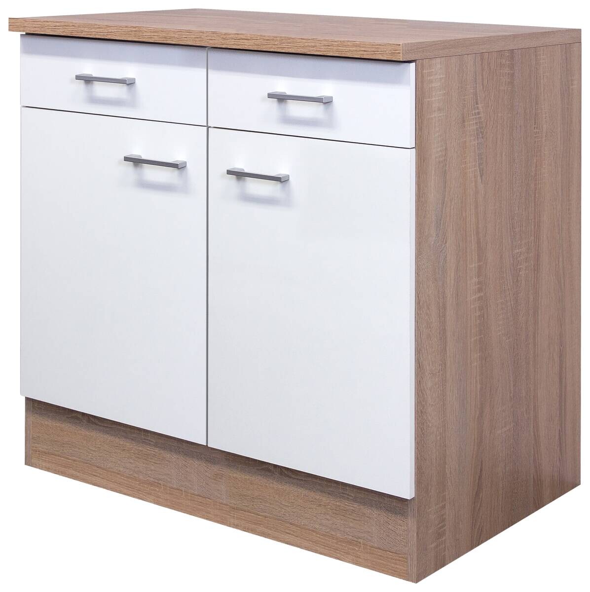 Unterschrank Samoa weiß Eiche Nachbildung B/H/T: ca. 80x85x60 cm