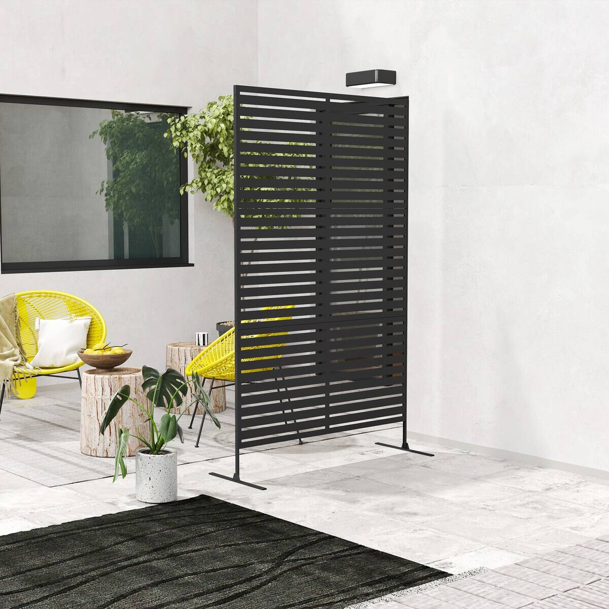 Outsunny Raumteiler schwarz Stahl B/H/L: ca. 45x198x122 cm