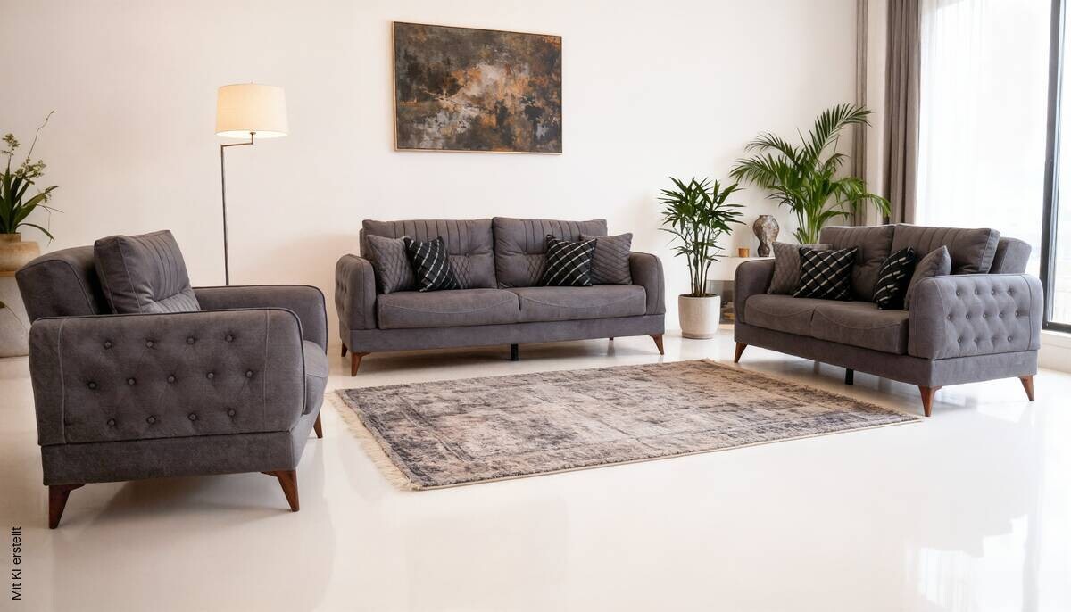 Sofa 3-2-1 Mislina blaugrau Microfaser