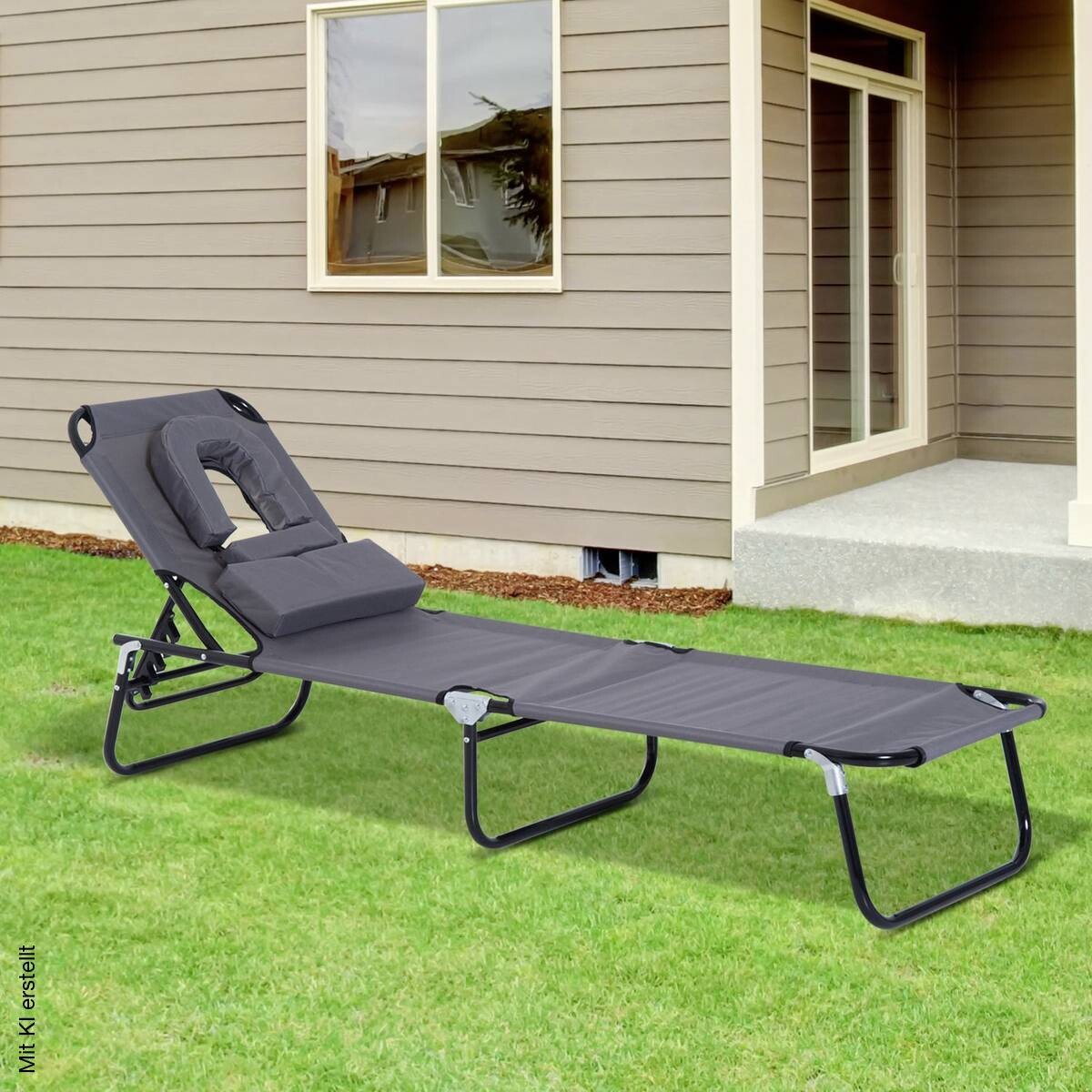 Outsunny Gartenliege grau Metall B/H/L: ca. 56x28x190 cm