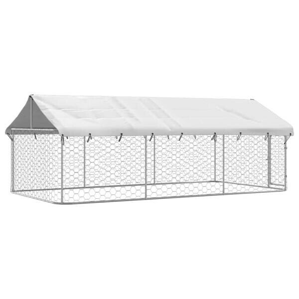 vidaXL Hundezwinger silber Stahl B/H/L: ca. 200x150x400 cm