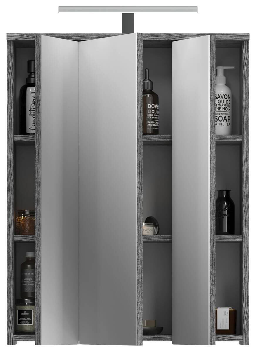 Spiegelschrank BLAKE Rauchsilber Nachbildung weiß Hochglanz B/H/T: ca. 60x77x21 cm