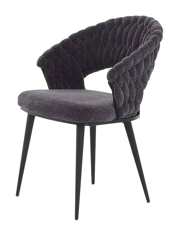 Armlehnstuhl dunkelgrau schwarz Webstoff Metall B/H/T: ca. 58x85x63 cm