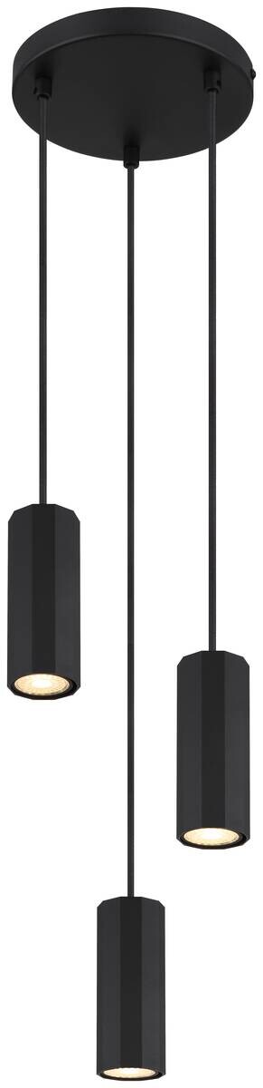 GLOBO Pendelleuchte JAMES 57918-3HB mattschwarz Metall Kunststoff H/D: ca. 120x21 cm GU10 3 Brennstellen