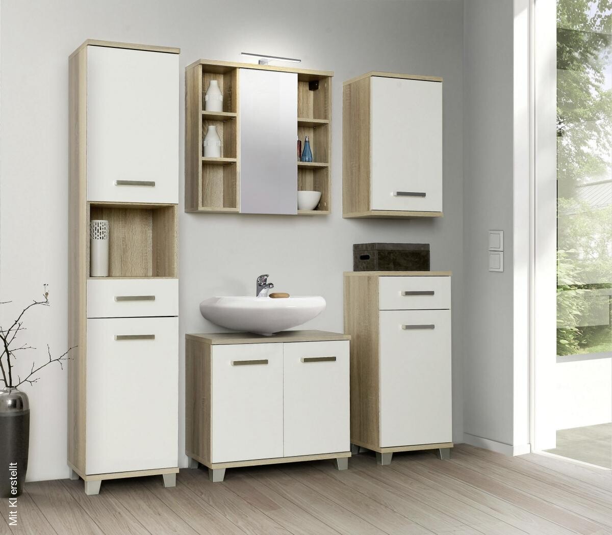 Spiegelschrank Eiche Sonoma Nachbildung B/H/T: ca. 68,6x68,1x20 cm