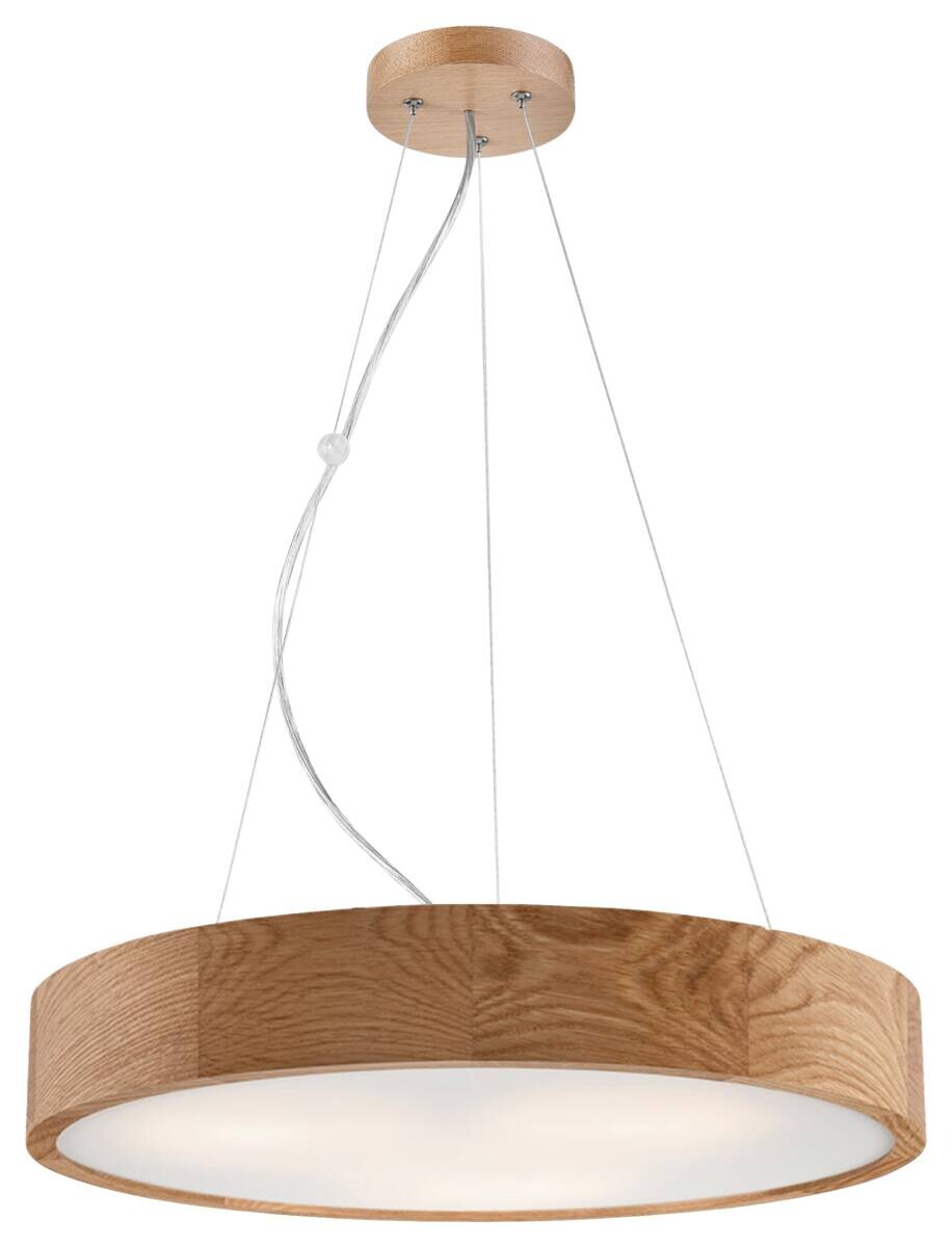 Lamkur Deckenleuchte Eveline Eiche Holz Glas H/L: ca. 80x47 cm E27 3 Brennstellen