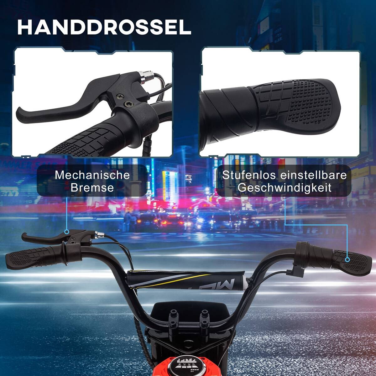HOMCOM Kindermotorrad rot B/H/L: ca. 64x76,5x119 cm