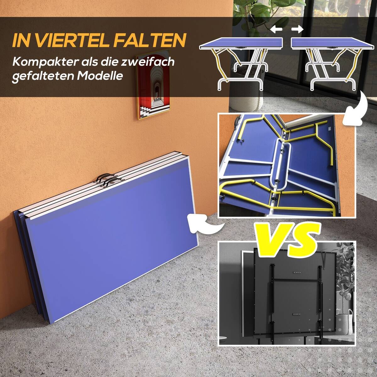 SPORTNOW Tischtennisplatte blau Stahl B/H/L: ca. 152,5x76x274 cm