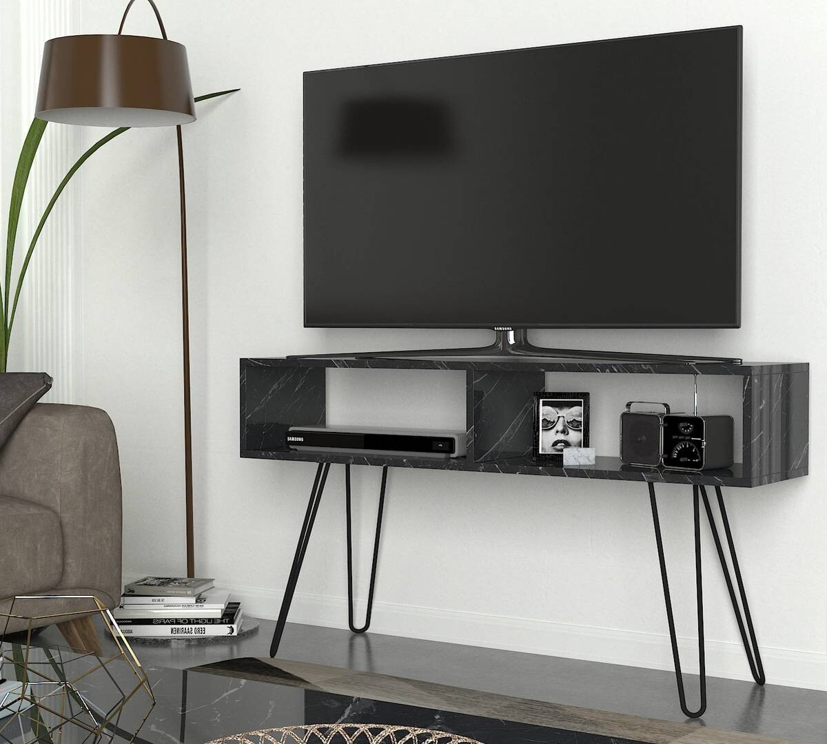 TV-Lowboard Alya Marmoroptik B/H/T: ca. 120x68,5x29,5 cm