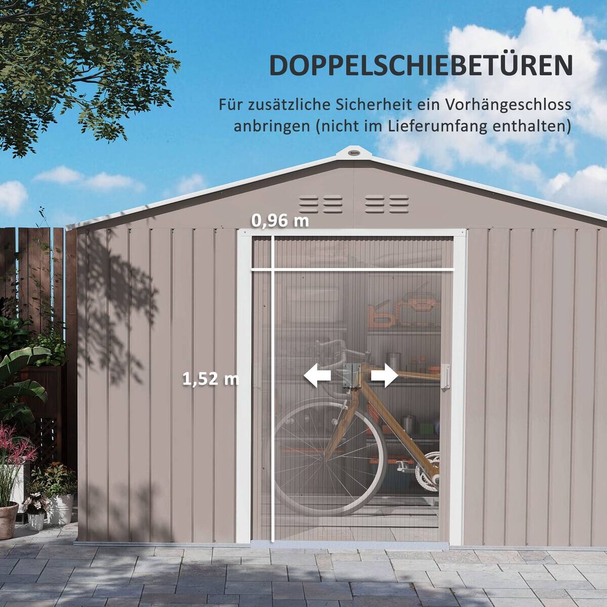 Outsunny Gartenhaus hellgrau B/H/L: ca. 195x192x277 cm
