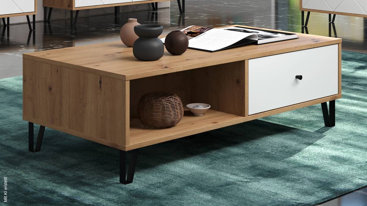 TV-Lowboard Touch Eiche Artisan Nachbildung weiß matt B/H/T: ca. 110x37x60 cm