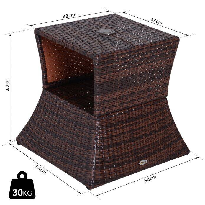 Outsunny Gartentisch braun Metall B/H/L: ca. 54x55x54 cm