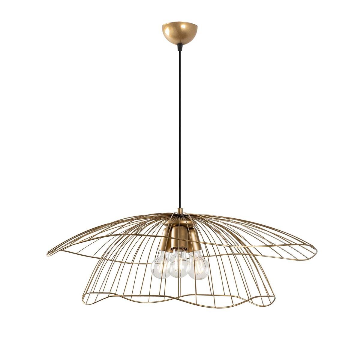 Opviq Pendelleuchte gold B/H/T: ca. 70x124x70 cm E27 3 Brennstellen