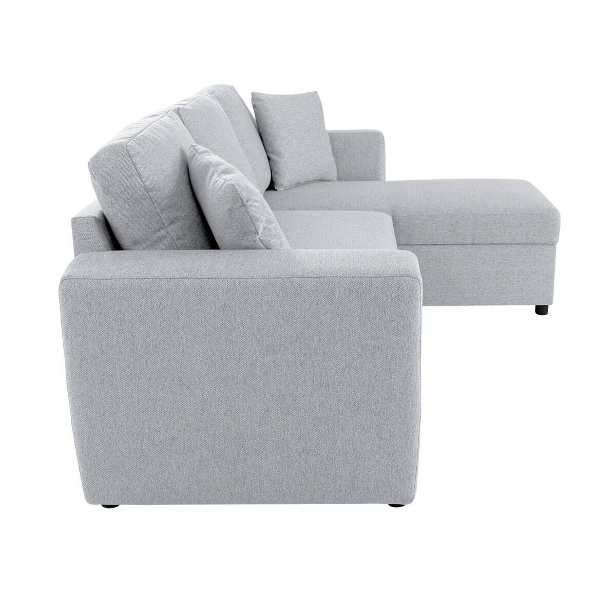 Ecksofa mit Bettfunktion und Bettkasten hellgrau Webstoff B/H/T: ca. 234x86x144 cm