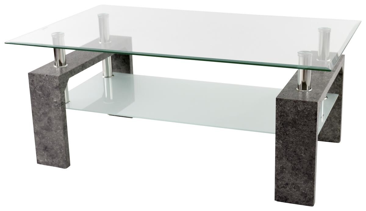 Glascouchtisch Modena glasklar Stein Optik B/H/T: ca. 100x45x60 cm