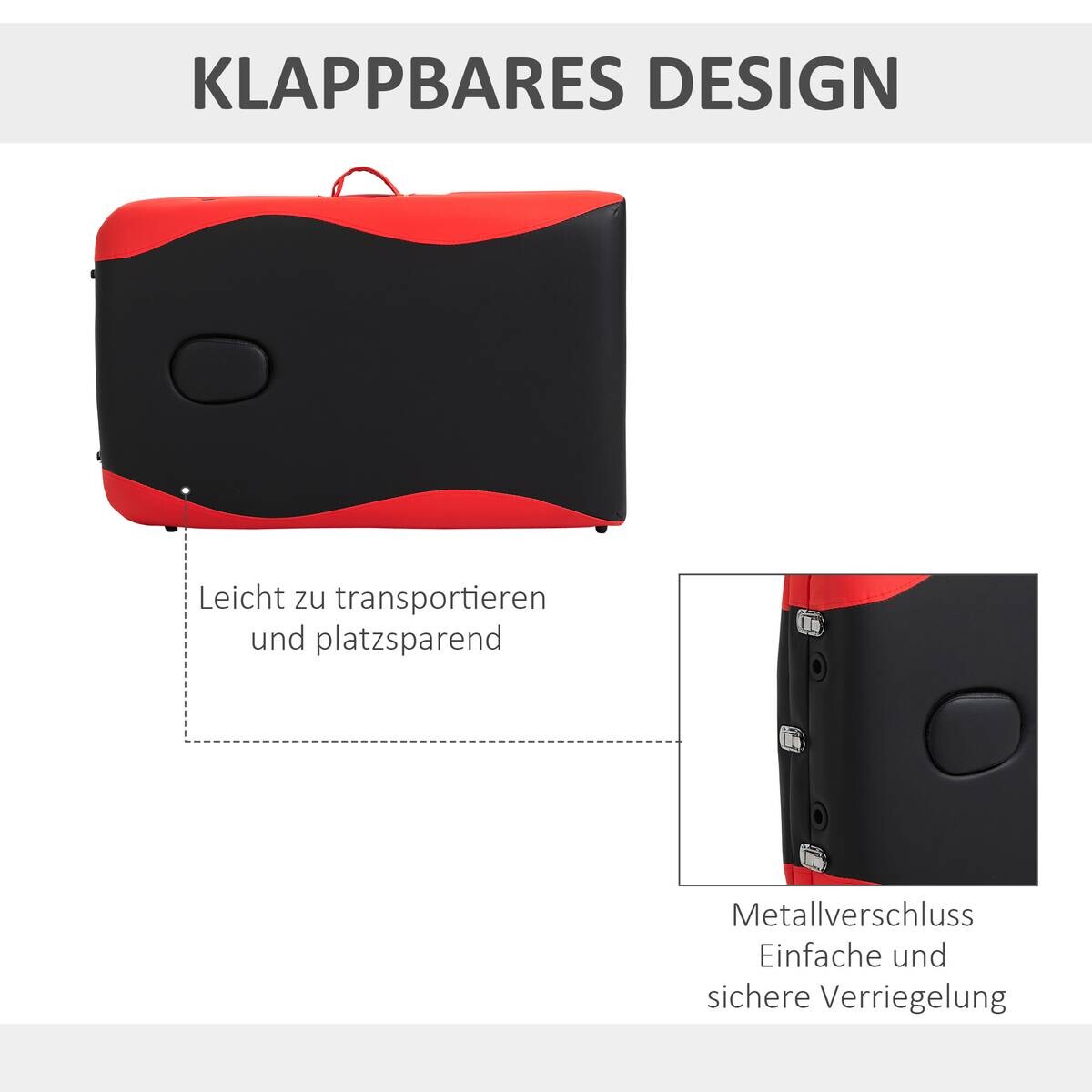 HOMCOM Massageliege rot PVC B/H/L: ca. 60x215x84 cm