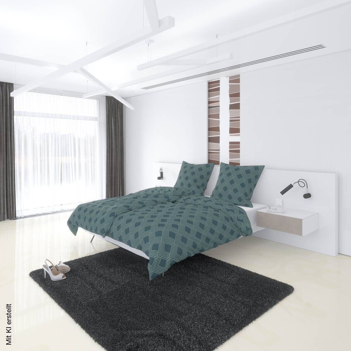 Microfaser Bettwäsche petrol Polyester B/L: ca. 135x200 cm