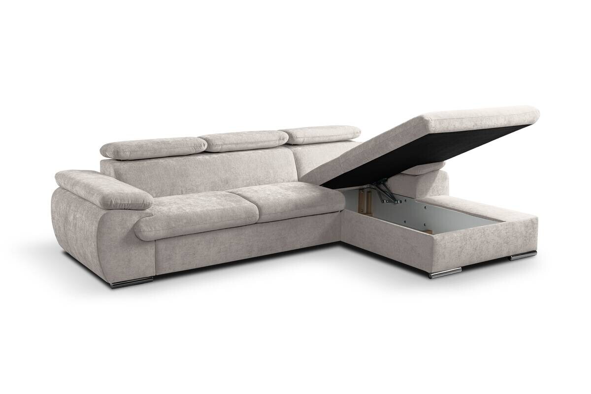 Ecksofa mit Bettfunktion und Bettkasten beige Polyester B/H/T: ca. 284x102x196 cm