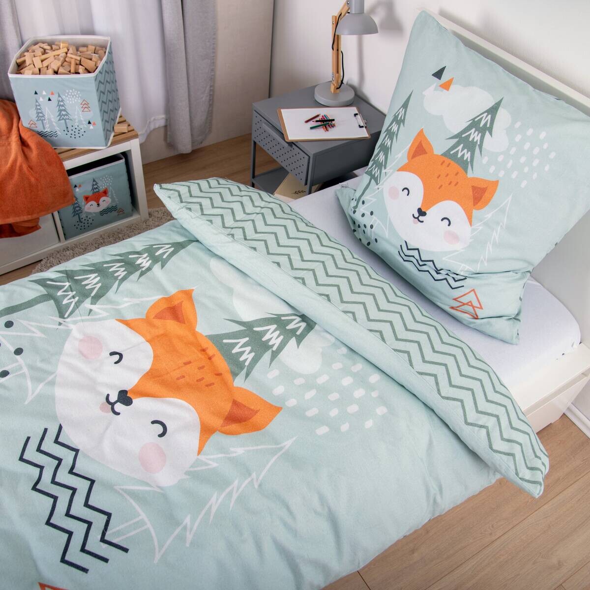 Baumwoll Bettwäsche Nordic Forest grün Baumwolle