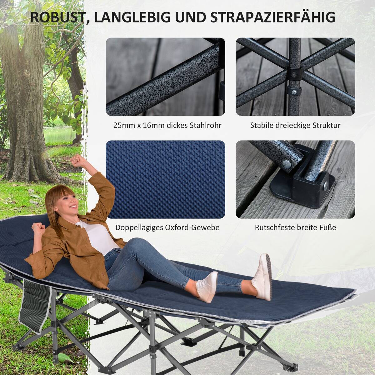 Outsunny Campingbett B/H/L: ca. 64,5x53x188 cm