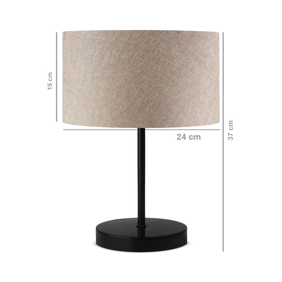 Opviq Tischleuchte schwarz beige Stoff Metall B/H/L: ca. 24x37x24 cm E27 1 Brennstellen
