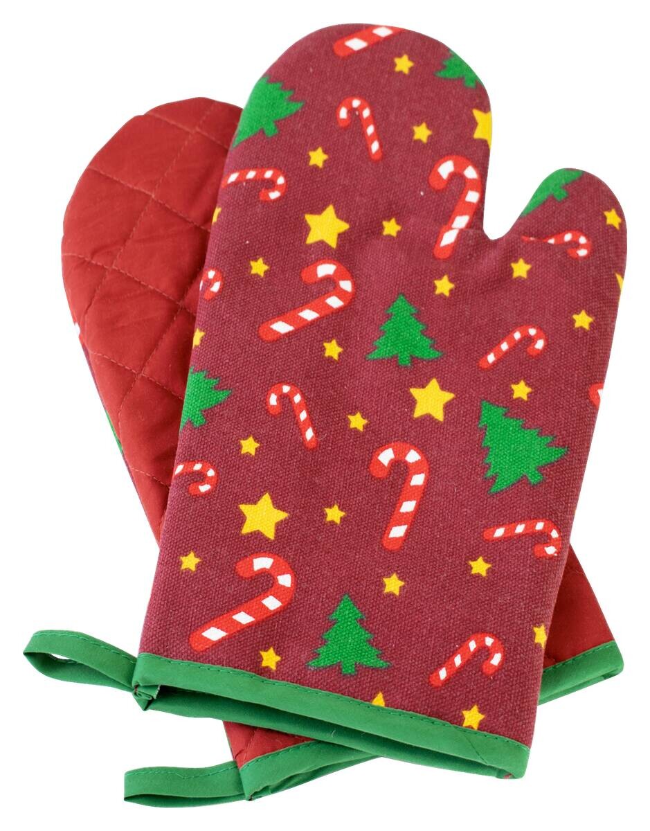 Ofenhandschuhe rot grün 40% Baumwolle, 40% Polyester, 20% Viskose B/L: ca. 17x29 cm