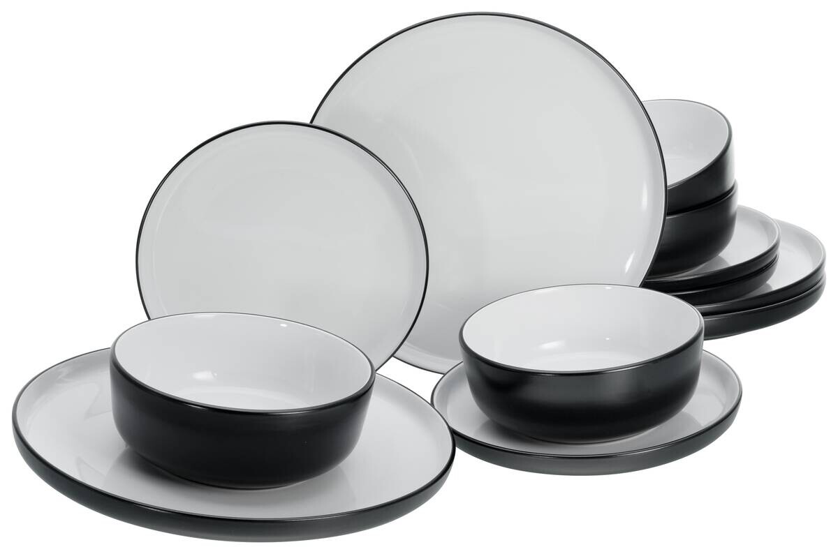 CreaTable Tafelservice Nordic weiß Steinzeug 12 tlg.