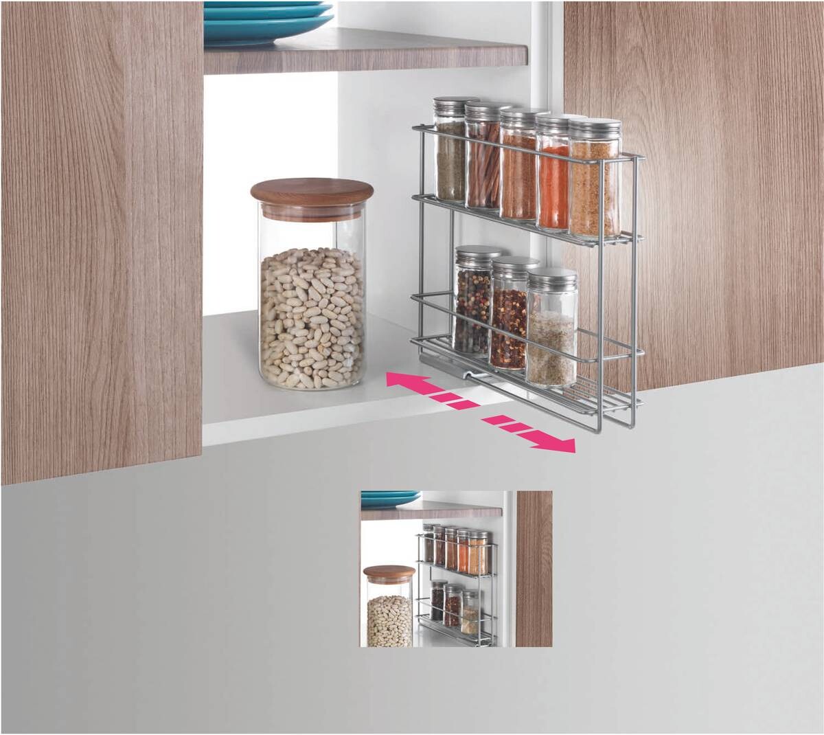 Metaltex Gewürzregal In & Out silber Metall B/H/T: ca. 28x22x6 cm