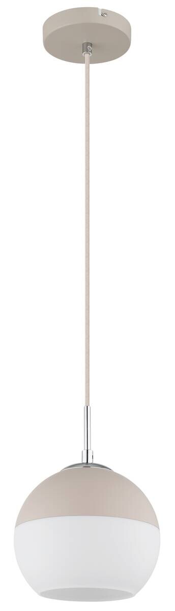 GLOBO Pendelleuchte weiß Opal sand Glas Textil Metall H/D: ca. 120x20 cm E27 1 Brennstellen