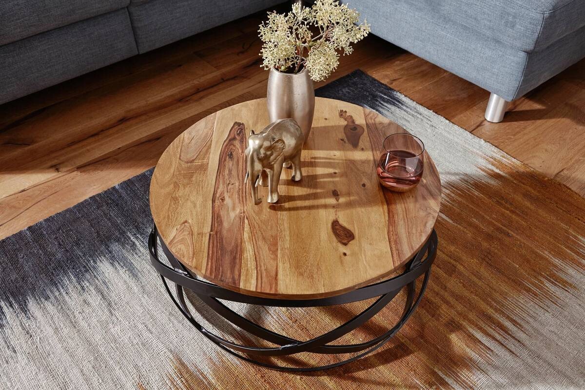 Couchtisch natur schwarz lackiert B/H/T: ca. 60x30x60 cm