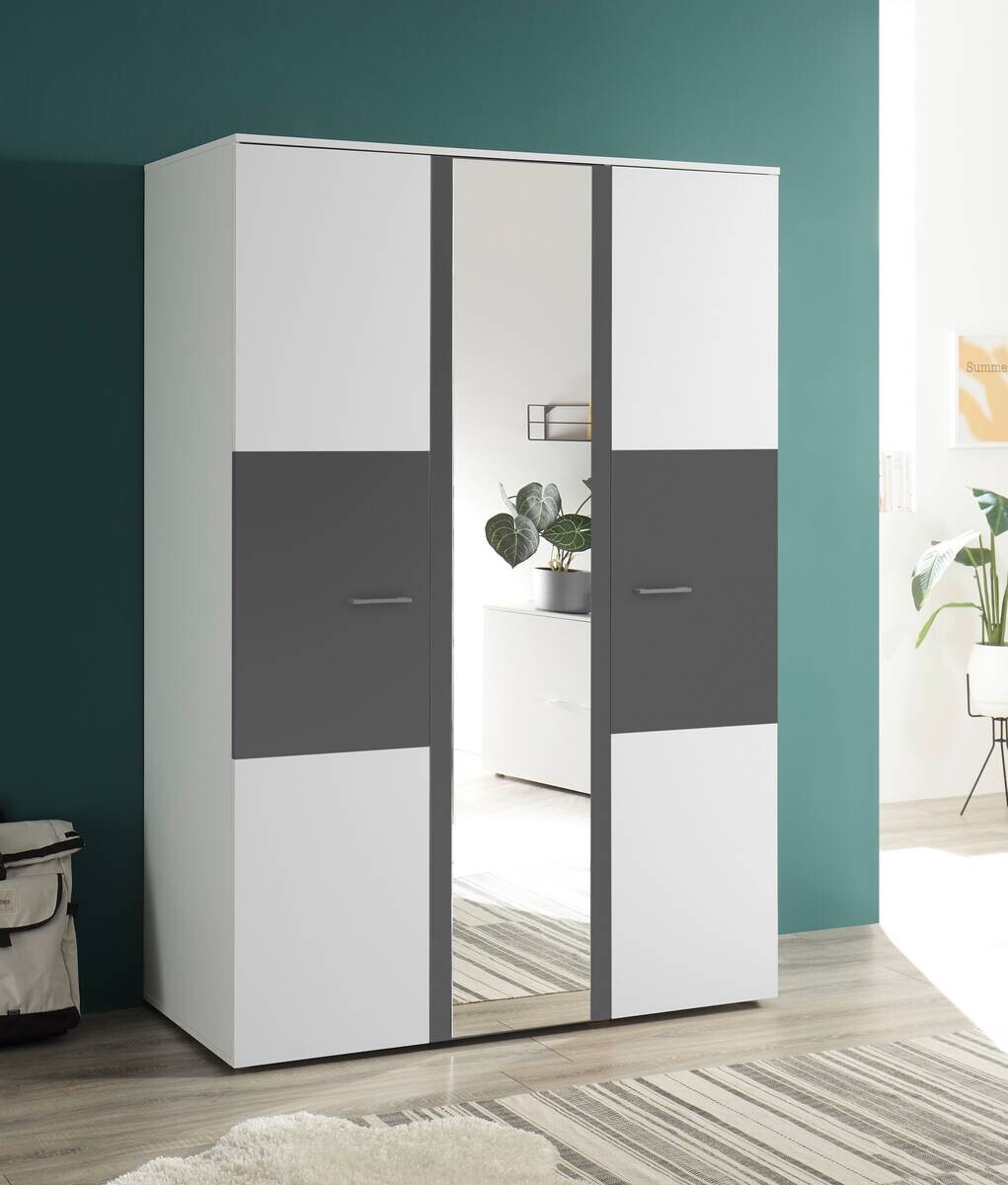 Kleiderschrank Alex weiß Graphit B/H/T: ca. 135x195x60 cm