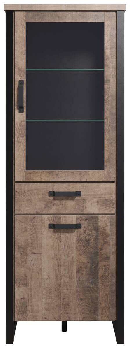 Standvitrine Emile Eiche Tabak Nachbildung B/H/T: ca. 70x195x45 cm